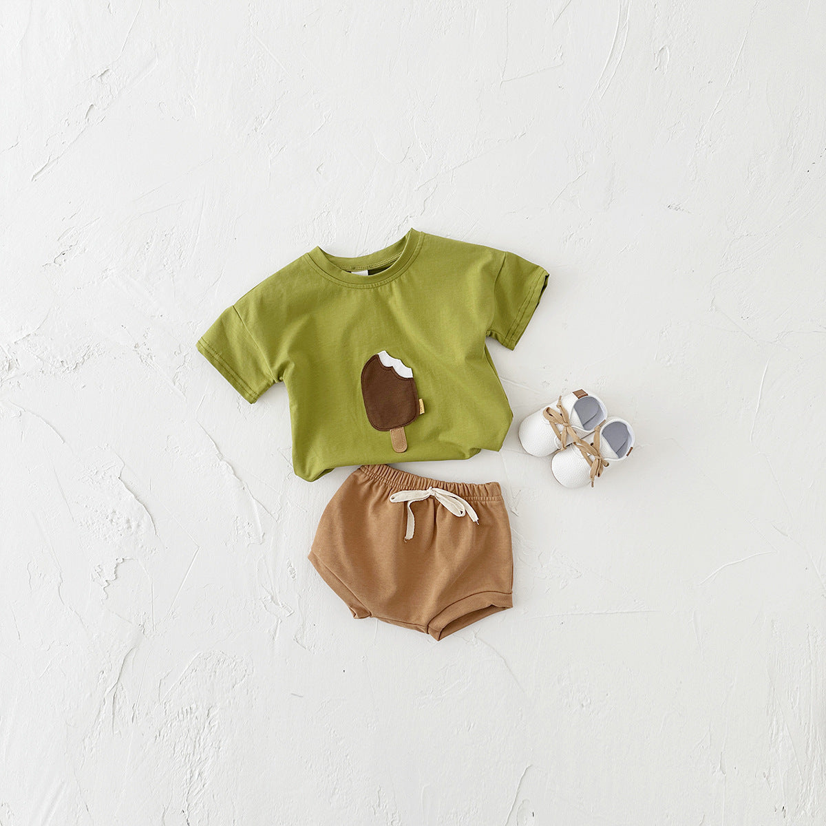Girls' Casual Round Neck Cotton Short Sleeve & Shorts