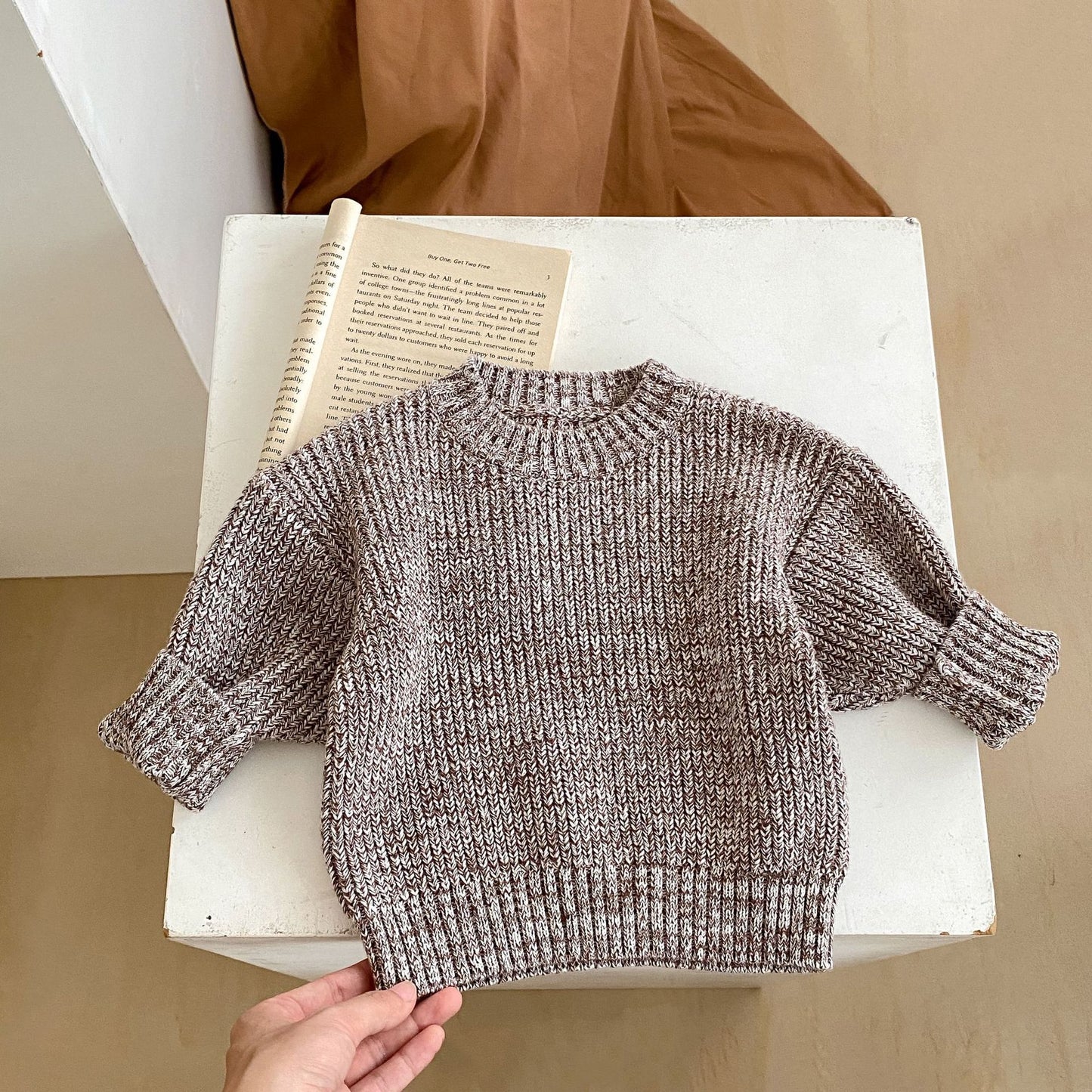 Mixed Color Pullover Knitted 3-piece Set