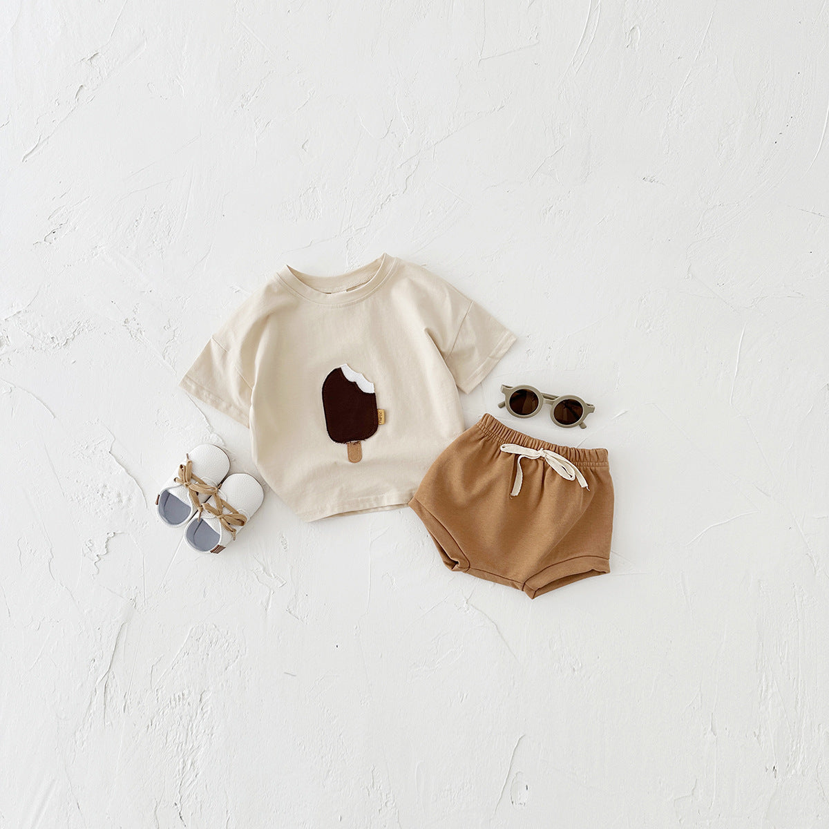 Girls' Casual Round Neck Cotton Short Sleeve & Shorts