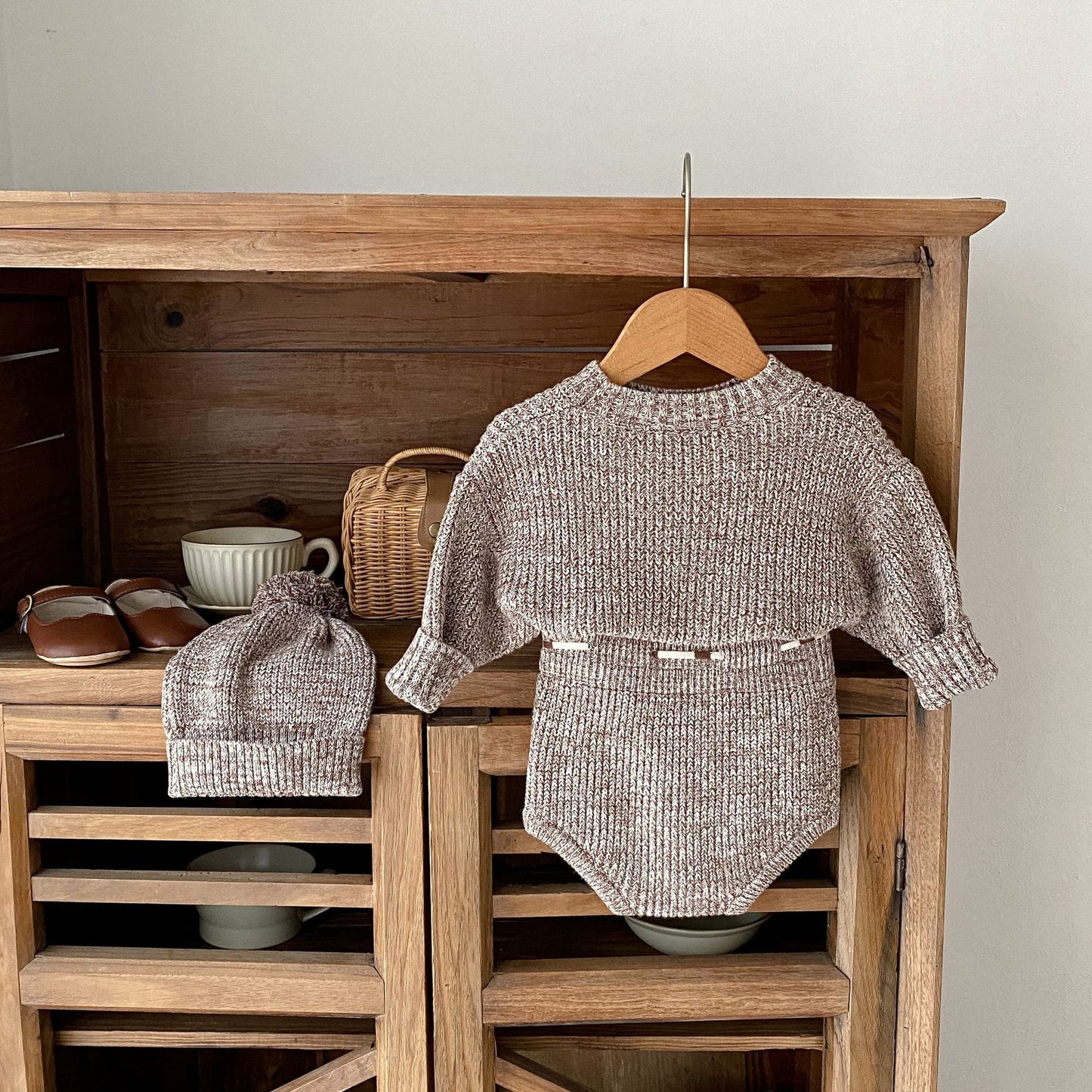 Mixed Color Pullover Knitted 3-piece Set