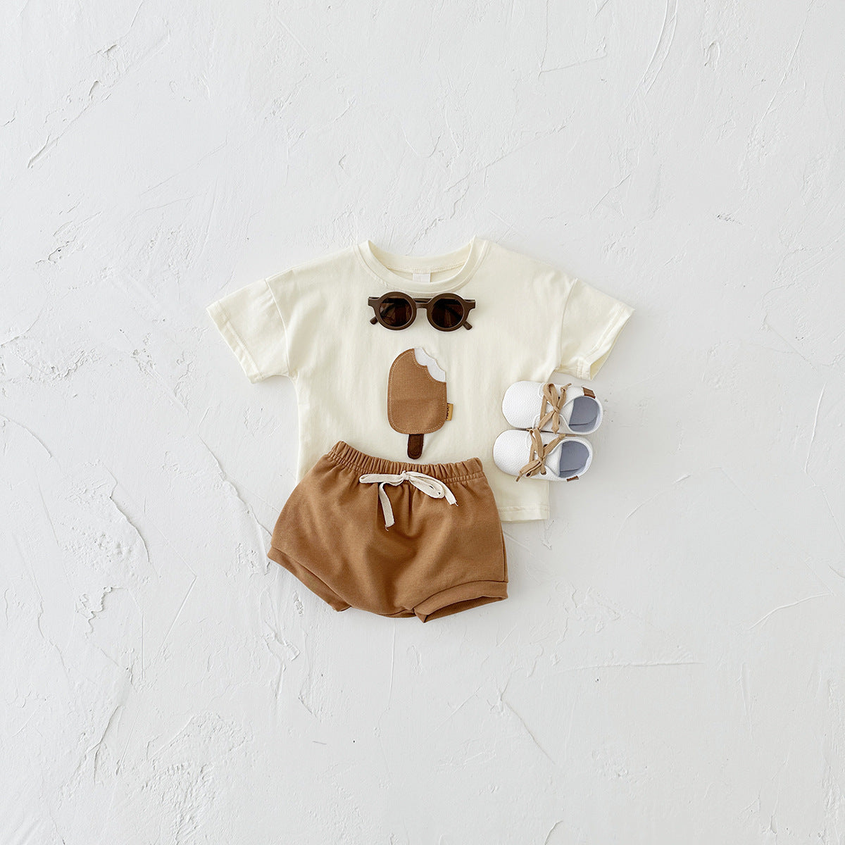 Girls' Casual Round Neck Cotton Short Sleeve & Shorts