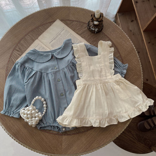 Long Sleeve Sling Romper & Overskirt