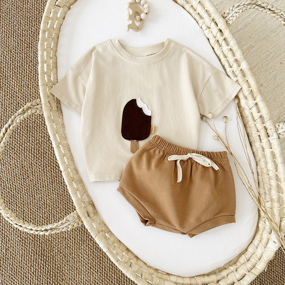 Girls' Casual Round Neck Cotton Short Sleeve & Shorts