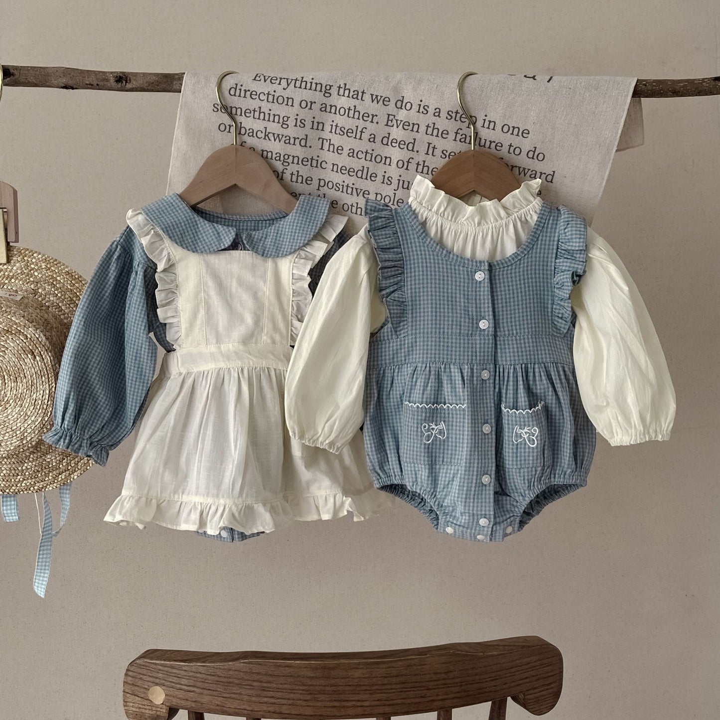 Long Sleeve Sling Romper & Overskirt